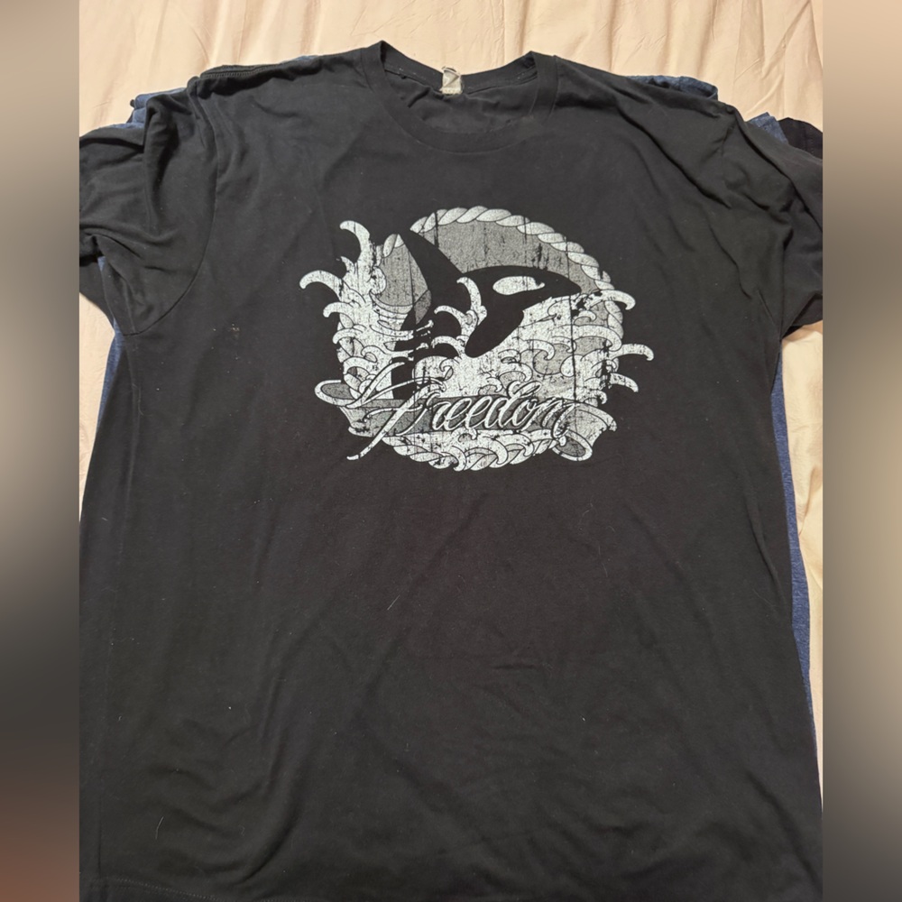 Next Level Apparel Black Tee with Silver Graphic